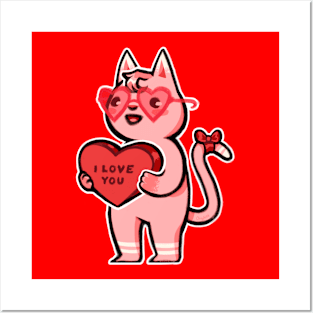 Valentine Kitty Posters and Art